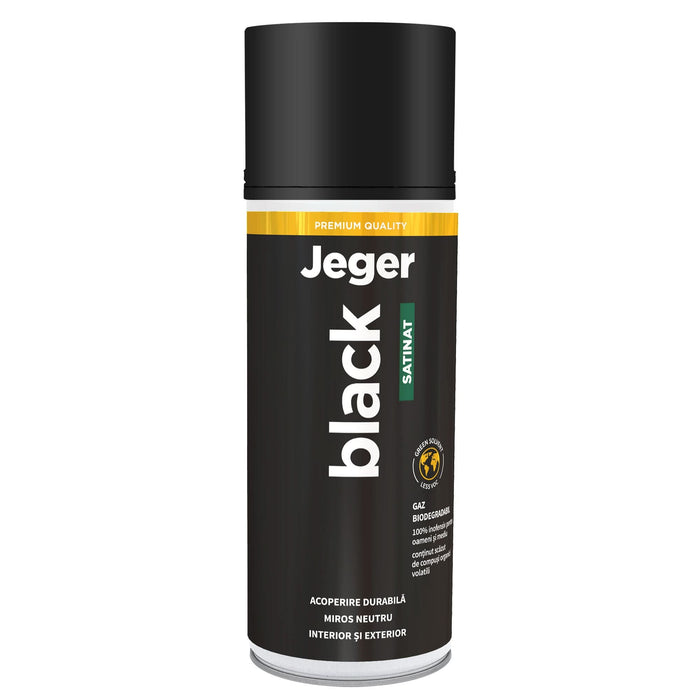 Vopsea spray Jeger, universal, negru, satin, 400 ml WALTI