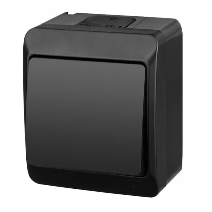 Intrerupator cap scara simplu Hermes, montaj aplicat, exterior, IP44, negru WALTI
