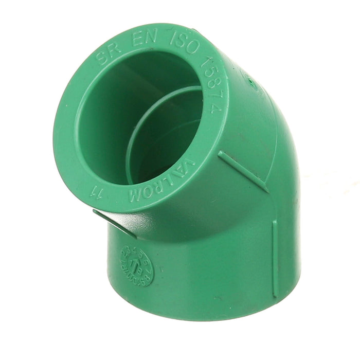 Cot teava PPR, 45 grade, Ø 25 mm, PN25, verde WALTI