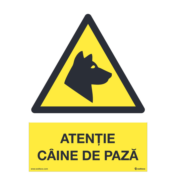 Indicator avertizare "Atentie la caini!", dimensiune 210 x 297 mm WALTI