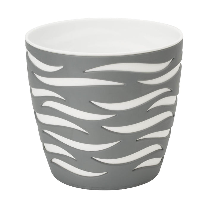 Ghiveci flori Sahara Duo, plastic, Ø 14 cm, alb/gri WALTI
