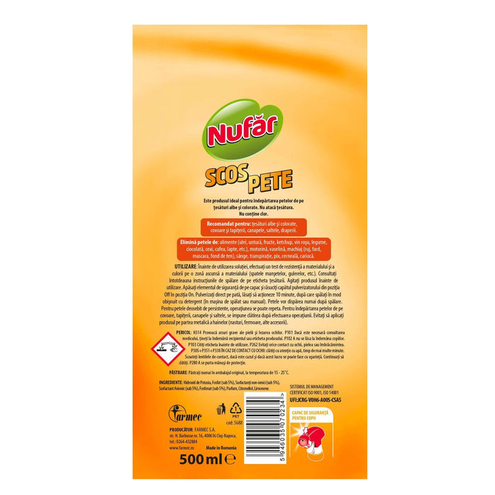 Solutie pentru indepartarea petelor de pe tesaturi, Nufar, 0.5 L WALTI