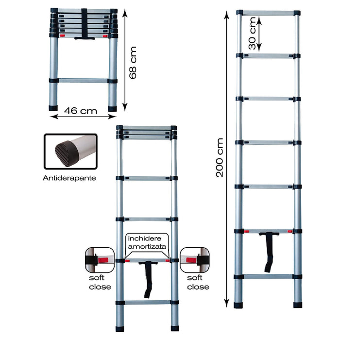 Scara aluminiu Kruger, telescopica, 1 x 7 trepte, max 150 kg WALTI