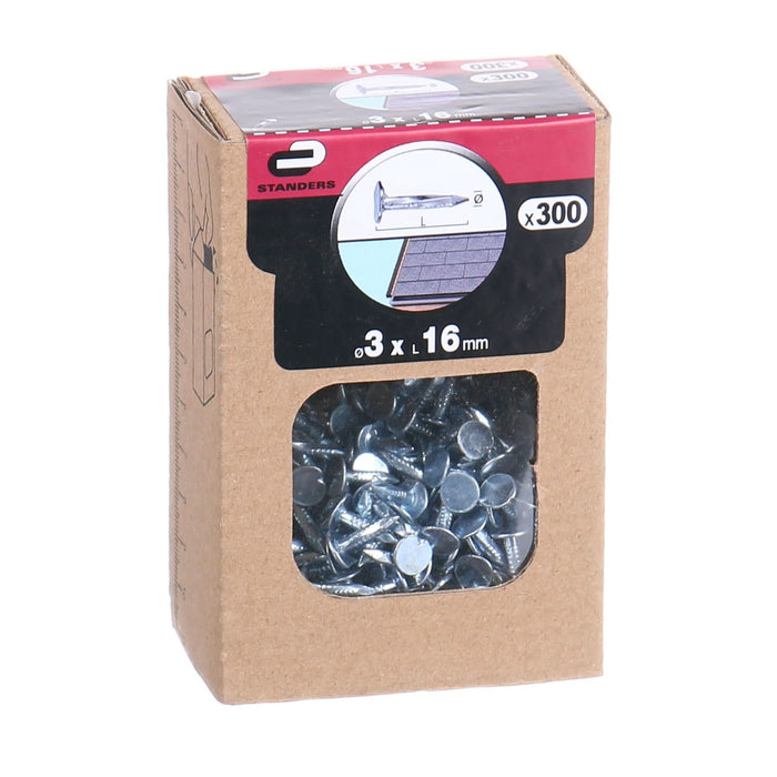 Cuie lemn, cap lat, 3 x 16 mm (set 300 buc) WALTI