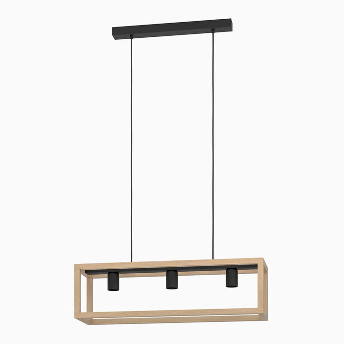 Pendul Elgort, 3 x E27, 40W, negru lemn WALTI
