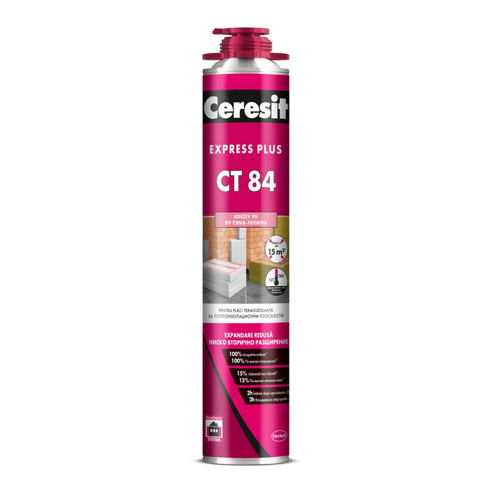 Adeziv poliuretanic Ceresit CT84, pentru polistiren si vata bazaltica, 850 ml WALTI