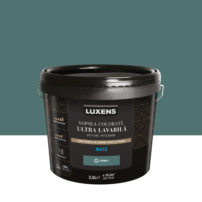 Vopsea ultralavabila colorata Luxens, de interior, 2.5 L, laguna 2, aspect mat WALTI