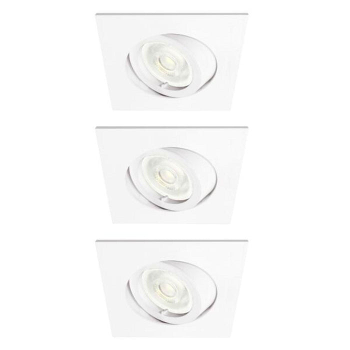 Set 3 spoturi LED incastrate Bama, orientabil, GU10, 600 lm, lumina neutra, alb WALTI