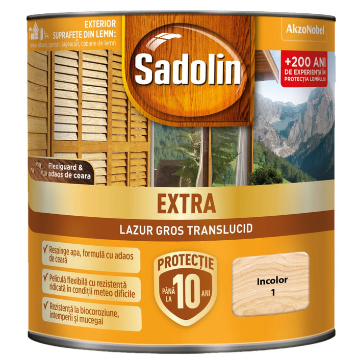Lazura lemn Sadolin Extra, pe baza de solvent, exterior, incolor, 0.75 L WALTI
