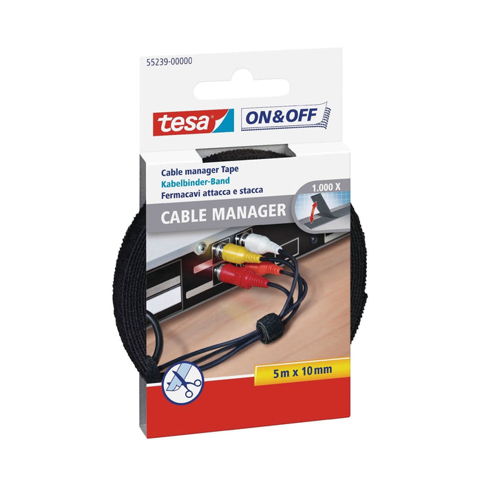 Banda velcro Tesa On & Off, pentru cabluri, 10 mm, L 5 m, negru WALTI