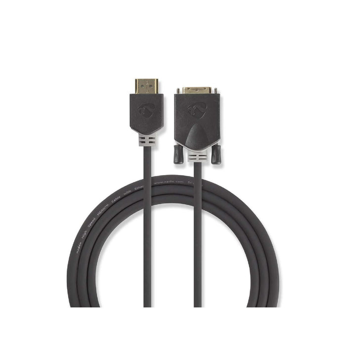 Cablu HDMI-DVI-D, 24+1-pini, tata, 2 m, cauciuc/cupru, negru WALTI
