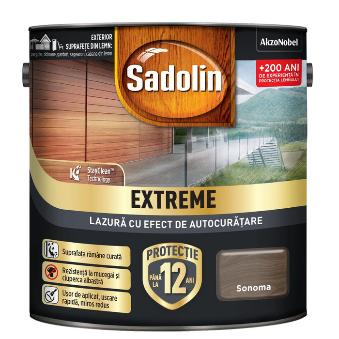 Lazura lemn Sadolin Extreme, pe baza de apa, exterior, sonoma, 0.7 L WALTI