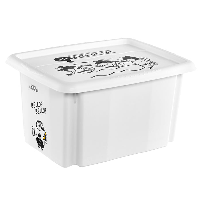 Cutie depozitare Minions, din plastic, 38 x 29.5 x 20.5 cm, 15 L, alb, cu capac WALTI
