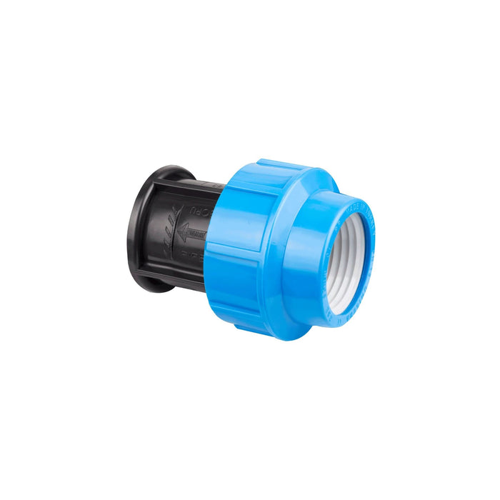 Racord compresiune pentru teava PEID, filet interior, Ø 40 x 1' 1/2, negru/albastru WALTI