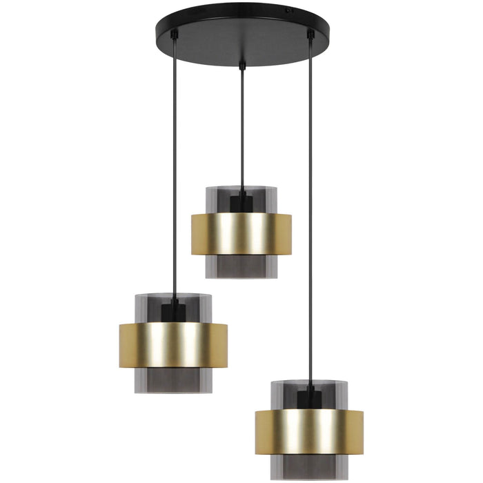 Pendul Croon, 3 x E27, D 35 cm, auriu/fumuriu WALTI