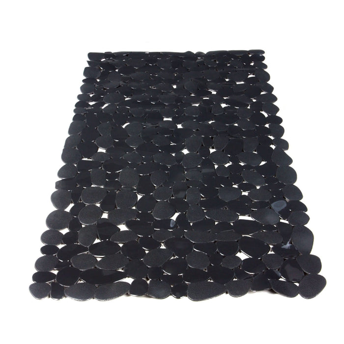 Covoras baie Sensea Stone Gris Zingue 1, din PVC, 70 x 40 cm, dreptunghiular, antiderapant, negru WALTI