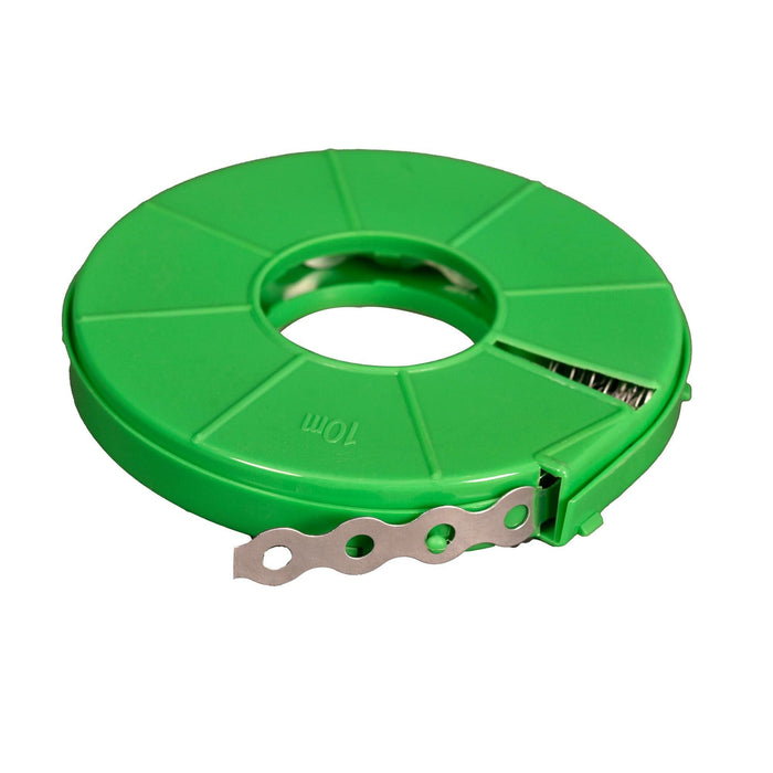 Banda metalica perforata 17 mm x 10 m, verde WALTI