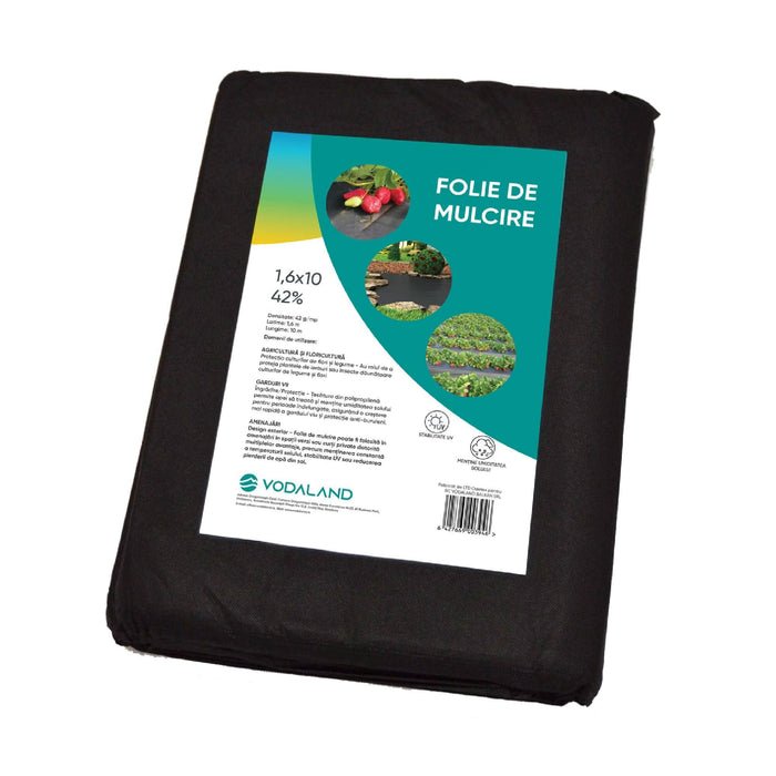 Folie mulcire, polipropilena, 42 g/m², 1.6 x 10 m, negru WALTI