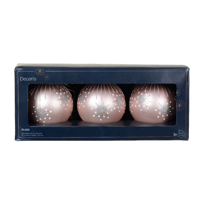 Set 3 globuri roz pudra 8cm WALTI