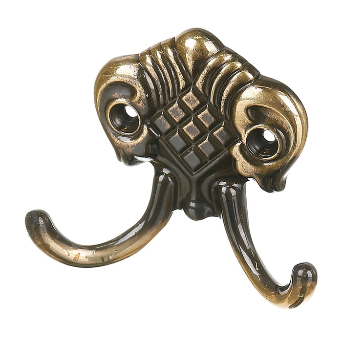 Cuier perete, o agatatoare dubla, metal, 6.5 cm, antichizat WALTI