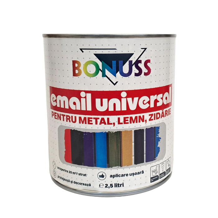 Email pe baza de solvent Bonuss, pentru lemn, metal si zidarie, crem, aspect satinat, 2.5 L WALTI