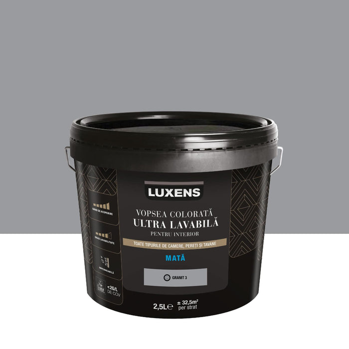 Vopsea ultralavabila colorata Luxens, de interior, 2.5 L, granit 3, aspect mat WALTI