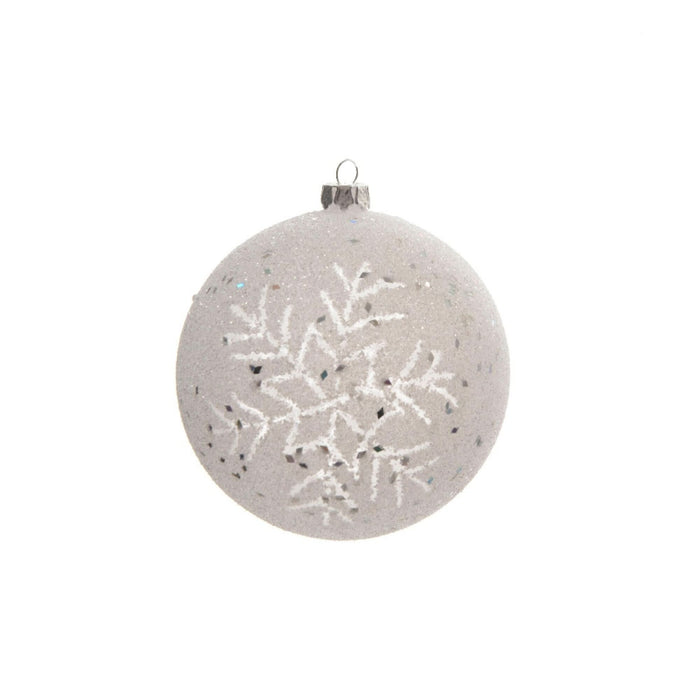 Glob de Craciun, pentru brad, model cu glitter, plastic, Ø 8 cm, alb WALTI