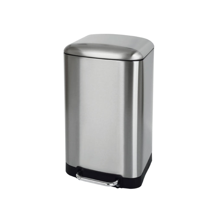 Cos de gunoi Delinia, din otel inoxidabil, deschidere cu pedala, 30 L, argintiu WALTI