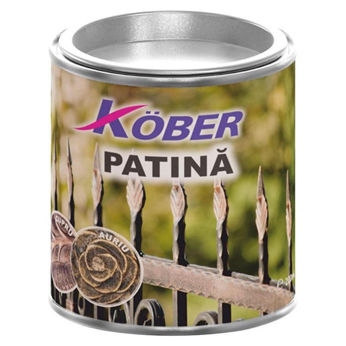 Vopsea pe baza de solvent Kober Patina, pentru fier forjat, auriu, aspect lucios antichizat, 0.2 L WALTI