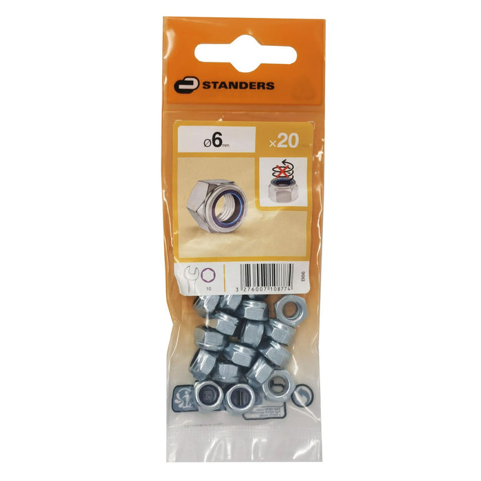 Piulite hexagonale cu autoblocare M6, otel zincat (20 buc) WALTI