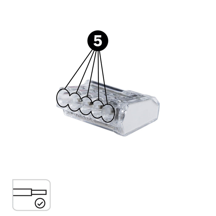 Clema pentru fire, 0.5 x 2.5 mm², 5 fire, Set 20 buc WALTI