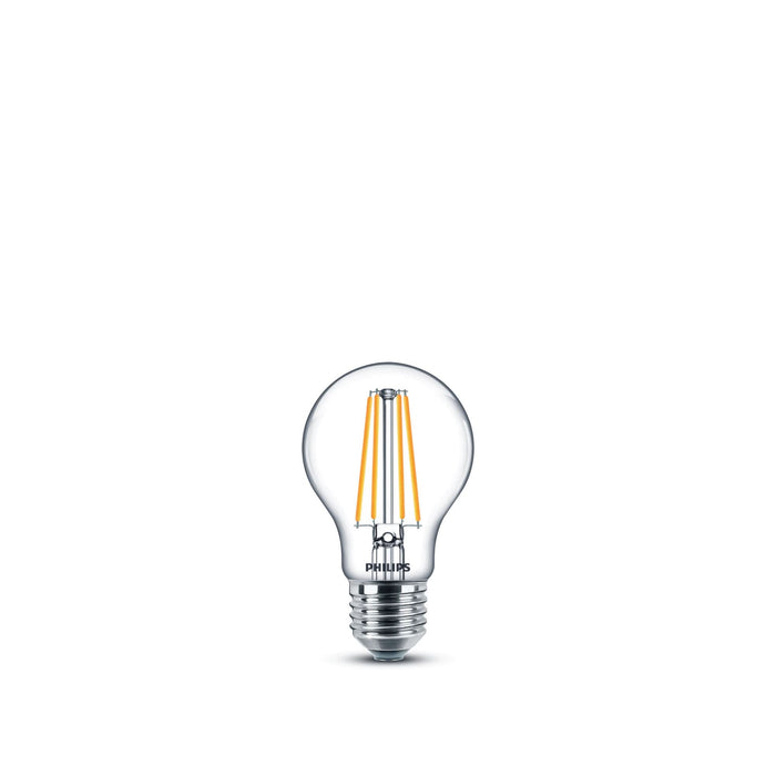 Bec LED Philips, E27, A60, 8.5 W, alb cald, 2700K, 1055lm, filament clar WALTI