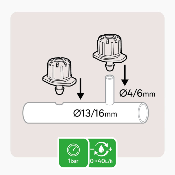 Set 50 bucati picurator reglabil, Geolia, 6mm, 0-60 l/h WALTI