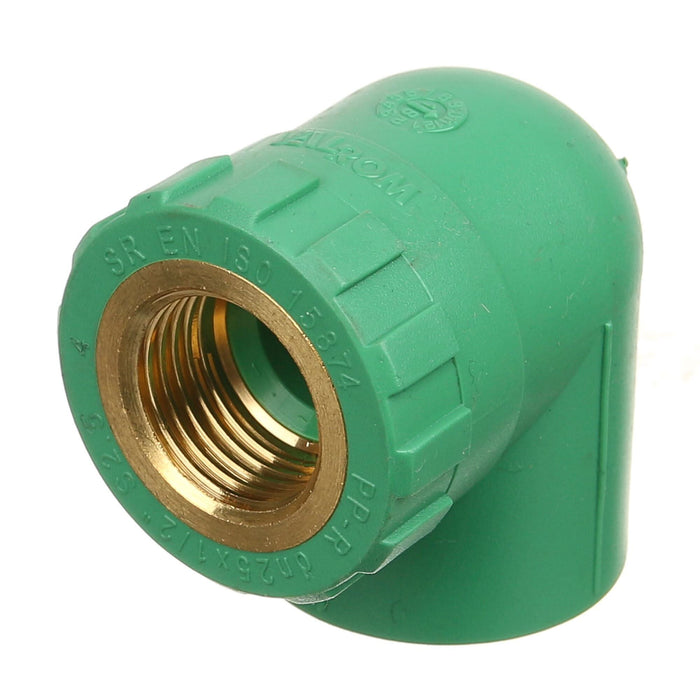 Cot teava PPR, 90 grade, filet interior, Ø 25 mm x 1/2', PN25, verde WALTI