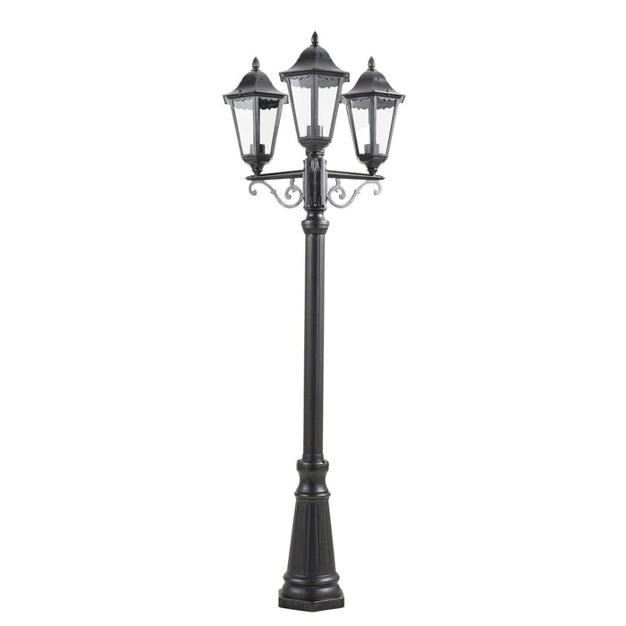 Stalp iluminat exterior Monza, 3 x E27, 100W,  H225CM, IP44, negru WALTI