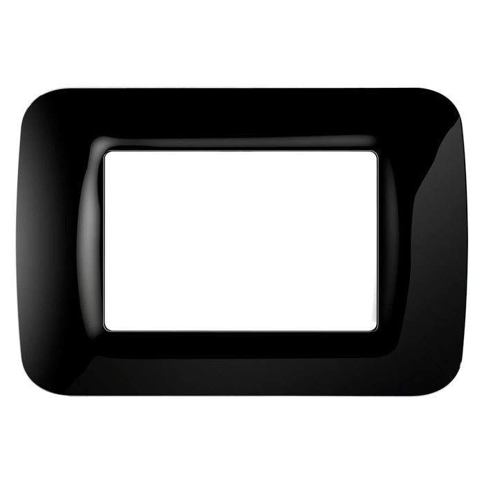 Rama decorativa tripla Gewiss Top System, pentru aparataj modular, IP20, neagra WALTI