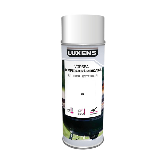 Vopsea spray Luxens, pentru temperatura ridicata, alb, mat, 400 ml WALTI