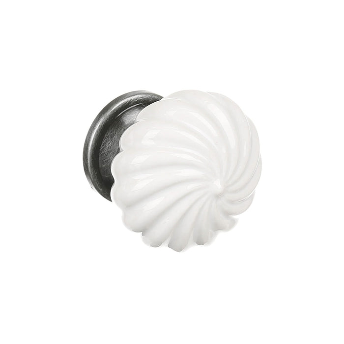 Buton mobila "spirala", Ø 40 mm, ceramica, alb WALTI