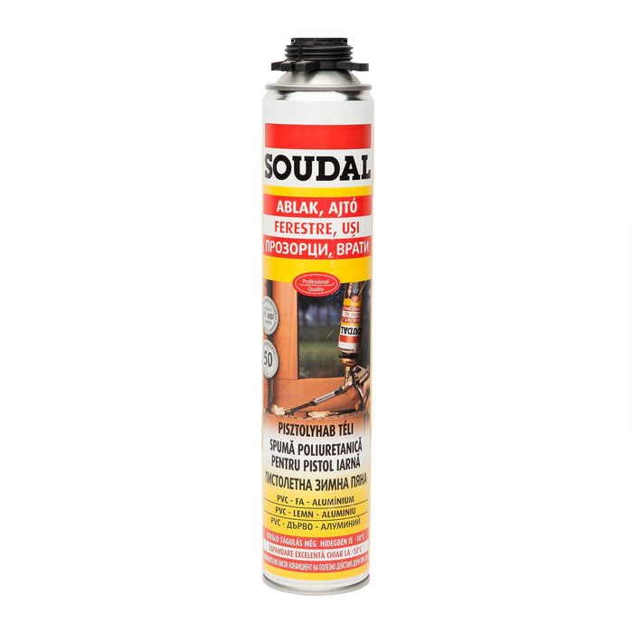 Spuma poliuretanica Soudal, pentru izolare termica, iarna, aplicare cu pistol, galben, 750 ml WALTI