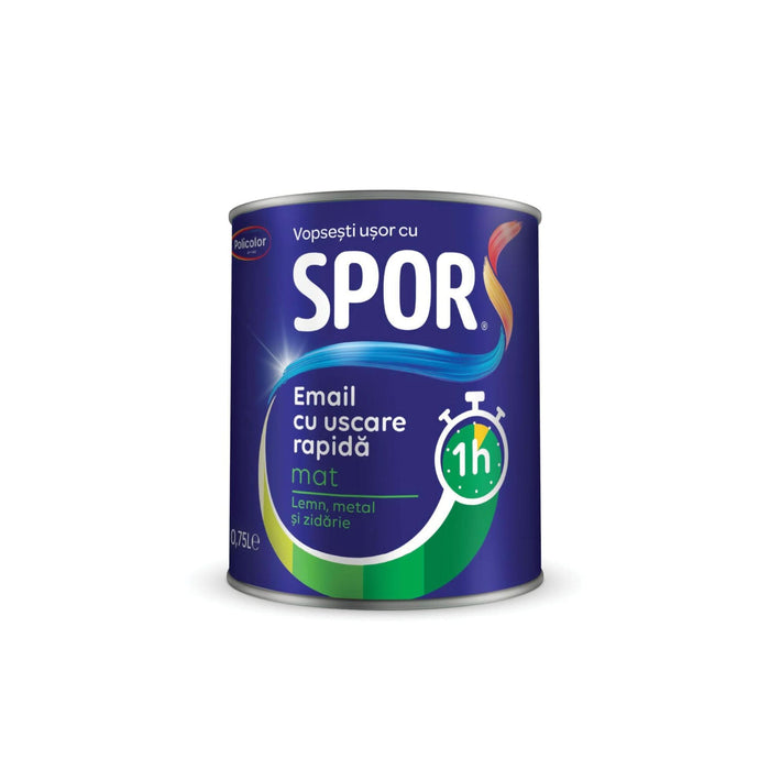 Email pe baza de solvent Spor Uscare Rapida, pentru lemn si metal, alb, aspect mat, 0.75 L WALTI