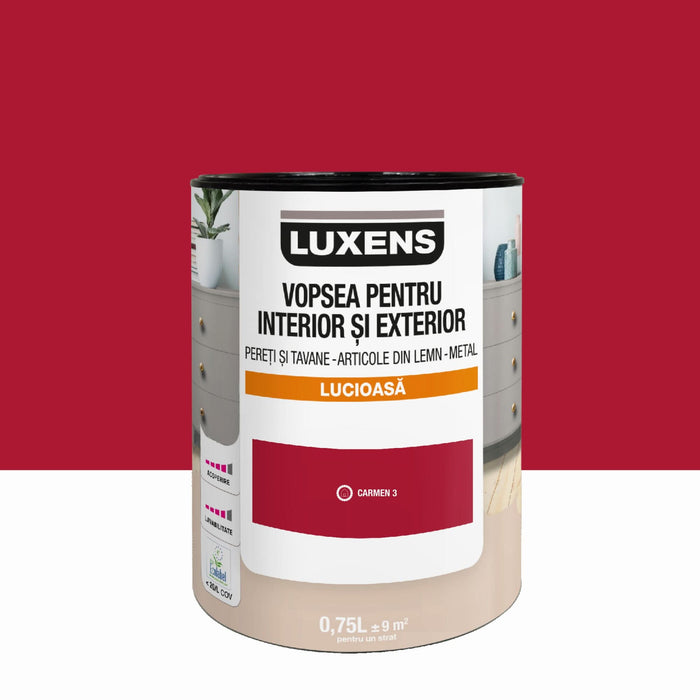 Email pe baza de apa Luxens, pentru pereti si tavane, lemn si metal, Carmen3, aspect lucios, 0.75 L WALTI