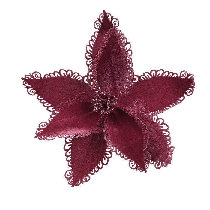 Decoratiune Craciun, pentru brad, model craciunita, catifea, Ø 27 cm, rosu inchis WALTI