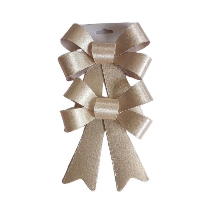 Decoratiune Craciun, pentru brad, model funda lucioasa, polipropilena, 14 x 20 cm, crem (set 2 buc) WALTI
