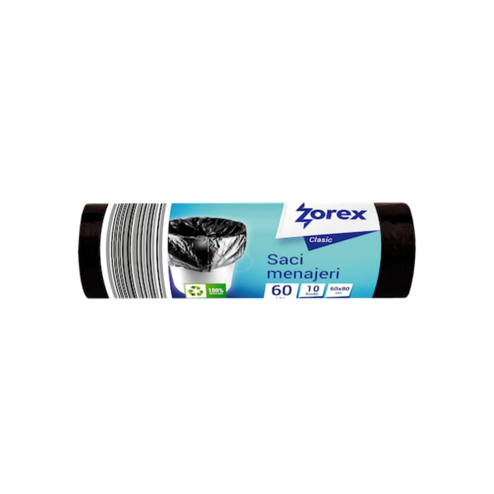 Saci menajeri LDPE 60 L x 10 bucati, Zorex Clasic, negru WALTI