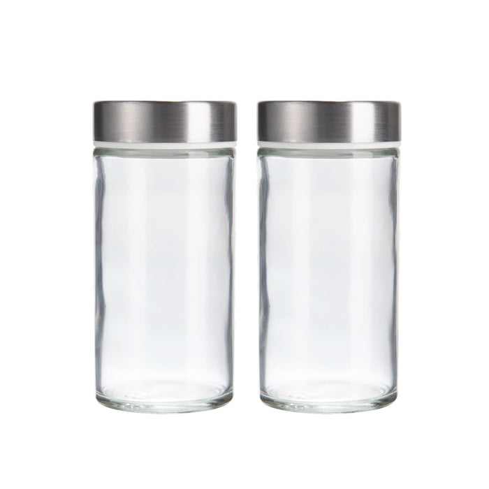 Recipiente pentru condimente, Delinia, din sticla si metal, 4.5 x 4.5 x 9.5 cm, transparent (set 2 buc) WALTI