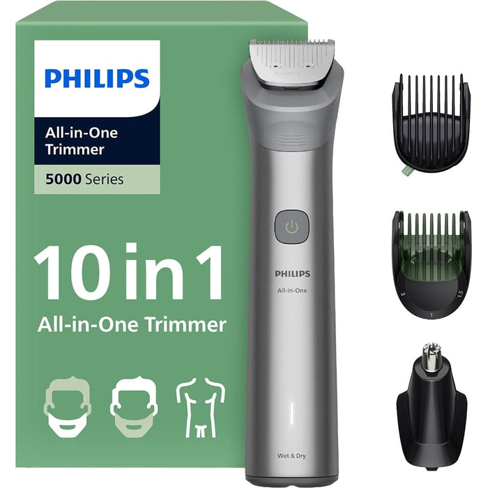 Aparat de tuns multifunctional 10 in 1 PHILIPS Series 5000 MG5931/15, acumulator, autonomie 120 min, gri WALTI