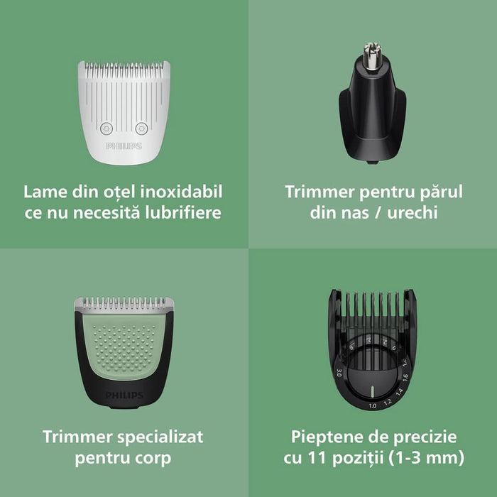 Aparat de tuns multifunctional 17 in 1 PHILIPS Series 9000, acumulator, autonomie 120 min, gri WALTI