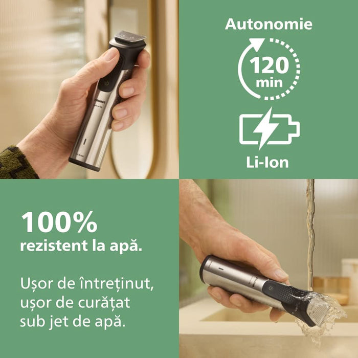 Aparat de tuns multifunctional 17 in 1 PHILIPS Series 9000, acumulator, autonomie 120 min, gri WALTI