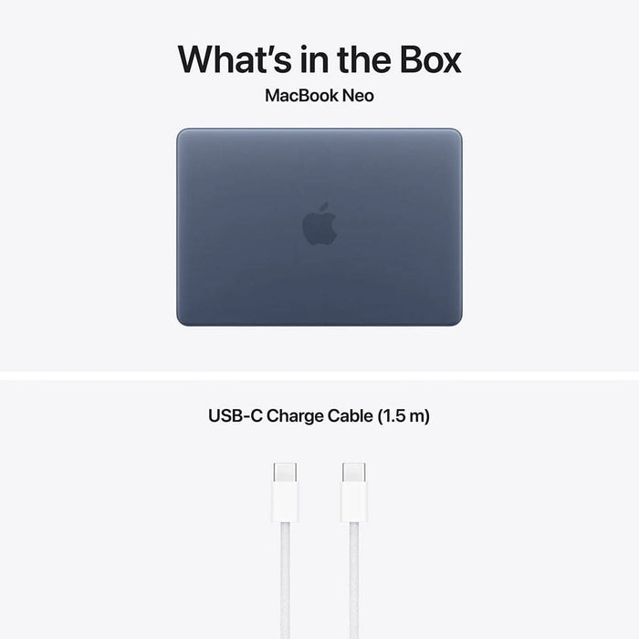 Laptop APPLE MacBook Neo 13 mhfg4ro/a, Apple A18 6-core CPU, 13" Retina Display, 8GB, SSD 512GB, 5-core GPU, macOS Tahoe, Indigo - Tastatura layout INT WALTI
