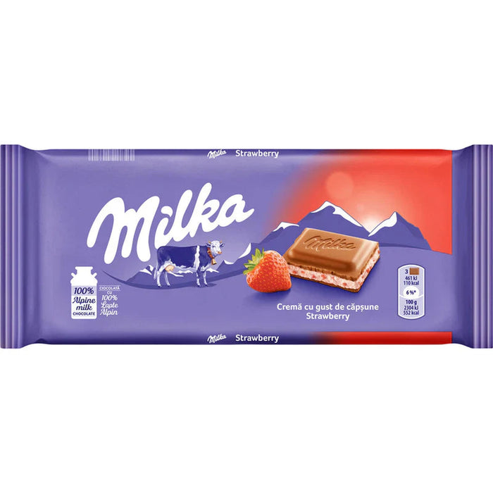 milka Ciocolata Lapte si Crema Capsuni 100 g - WALTI WALTI
